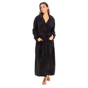 Alexander Del Rossa Long Hooded Fleece Robe for Women