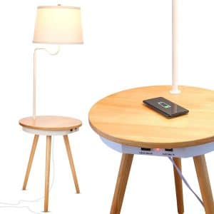 Brightech - Owen Side Table with Attached LED Lamp - Mid Century Modern End Table for Living Rooms