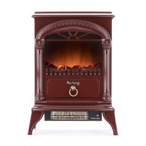e-Flame USA Portable Electric Stove (Rustic Red) - Realistic & Brightly Burning Logs