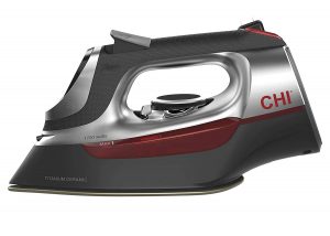 CHI (13102) Steam Iron with Retractable Cord, Electronic temperature controls, 1700 Watts, Titanium Infused Ceramic Soleplate & Over 400 Steam Holes, Professional Grade