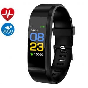 Smart Watch Fitness Tracker, Fitness Watch,Heart Rate Monitor, Waterproof Smart Fitness Band with Step Counter, Calorie Counter, Pedometer Watch for Kids Women and Men (Black2)
