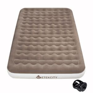 Etekcity Queen Twin Size Camping Air Mattress Blow Up Bed Inflatable Mattress Raised Airbed with Rechargeable Pump for Guest, Camping, Height 9", 2-Year Warranty, Storage Bag