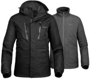 OutdoorMaster Men's 3-in-1 Ski Jacket - Winter Jacket Set with Fleece Liner Jacket & Hooded Waterproof Shell - for Men