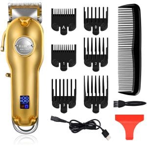 Kemei Mens Hair Clippers for Hair Cutting Professional Cordless Hair Trimmer for Men LED Display