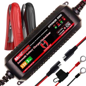 MOTOPOWER MP00207A 12V 2Amp Smart Automatic Battery Charger Maintainer for Both Lead Acid Batteries and Lithium Ion Batteries