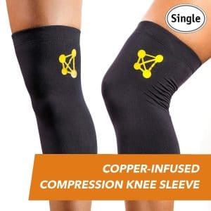 CopperJoint – Compression Knee Sleeve Copper-Infused, Promotes Increased Blood Flow to The Knee While Supporting Tendons & Ligaments for All Lifestyles, Single Sleeve