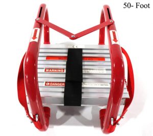 Portable Fire Ladder 5 & 6 Story Emergency Escape Ladder 50 Foot with Wide Steps V Center Support
