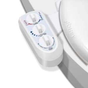 ABHQP Self Cleaning Hot and Cold Water Bidet - Dual Nozzle (Male & Female) - Non-Electric Mechanical Bidet Toilet Attachment - With Temperature 18Mo warranty 30 Day Guarantee (BHCW01)
