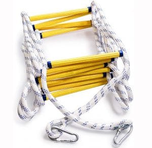 Aoneky Fire Escape Rope Ladder - Flame Resistant Emergency Fire Safety Evacuation Ladder with Hook Carabins for Kids and Adults