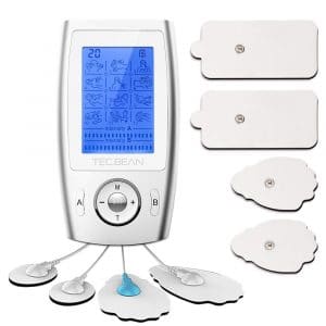 TEC.BEAN Tens Unit Rechargeable Mini Massager with 12 Modes and 8 Pads Muscle Stimulator for Pain Relief and Management