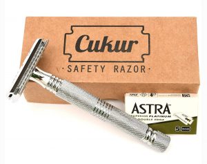CUKUR Double Edge Safety Razor + 5 blades (Long handle)