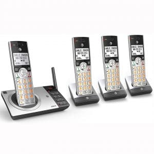 AT&T DECT 6.0 Expandable Cordless Phone with Answering System, Silver Black with 4 Handsets