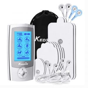 KEDSUM Rechargeable 16 Modes Tens Unit Muscle Stimulator, Pain Relief Machine Electric Pulse Impulse Mini Massager with 8 Pads, 2 Dual Electrode Wires
