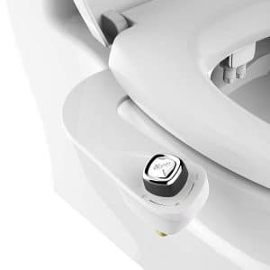 Bio Bidet SlimEdge Simple Bidet Toilet Attachment In White with Dual Nozzle, Fresh Water Spray, Non Electric, Easy To Install, Brass Inlet and Internal Valve