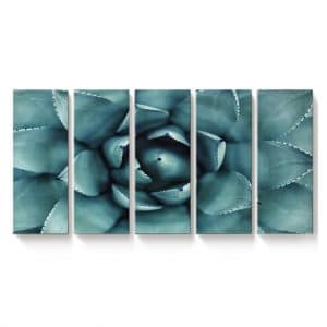 EZON-CH Large Wall 5 Pieces Art Light Blue Plants Canvas Prints