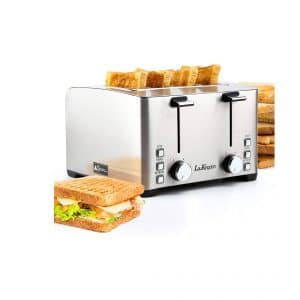 LauKingdom Toaster 4 Slice Stainless Steel 1500W