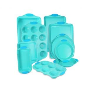 COSBEAUTY 10 Pieces Nonstick Bakeware Set with Silicone Handles