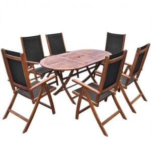 Festnight 7 Piece Outdoor Dining Set with 6 Foldable Chairs - Space Saving