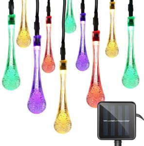 Lareinae Solar String Lights, Outdoor Waterproof Fairy Light 19.7ft 30 LED Multi Color Waterdrop Lighting for Christmas, Garden Patio Indoor Party, Bedroom, Xmas, Yard, Proch Decoration