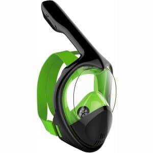 Poppin Kicks Full Face Snorkel Mask for Adult Youth and Kids | 180° Panoramic View Anti-Fog & Anti-Leak Easy Breathe Snorkeling Set with Detachable Camera Mount