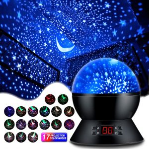 MOKOQI Star Projector Night Lights for Kids with Timer, Gifts for 1-14 Year Old Girl and Boy, Room Lights for Kids Glow in The Dark Stars and Moon
