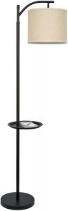 Kira Home York 63" Minimalist Tray LED Floor Lamp (7W LED, Energy Efficient Eco-Friendly) + Honey Beige Shade