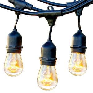 Brightech Ambience Pro - Waterproof Outdoor String Lights - Hanging Vintage 11W Edison Bulbs - 48 Ft Bistro Lights Create Great Ambience in Your Backyard, Gazebo
