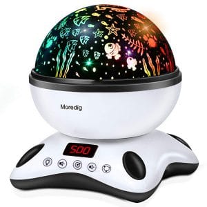 Moredig Night Light Projector Remote Control and Timer Design Projection lamp, Built-in 12 Light Songs 360 Degree Rotating 8 Colorful Lights Children Kids Gift...