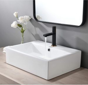 VAPSINT Modern Rectangular White Ceramic Vanity Sink