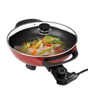 Caynel Nonstick Electric Skillet, 13 Inch Round Frying Pan, Aluminum Body with Glass Lid, Upgrade Adjustable Temperature Controller
