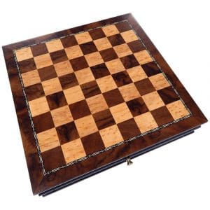 Vada 13-Inch Inlaid Burl Wood Chess Cabinet Drawer