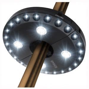 OYOCO Patio Umbrella Light 3 Brightness Modes Cordless 28 LED Lights at 200 lumens-4 x AA Battery Operated,Umbrella Pole Light for Patio Umbrellas,Camping Tents or Outdoor Use (Black)