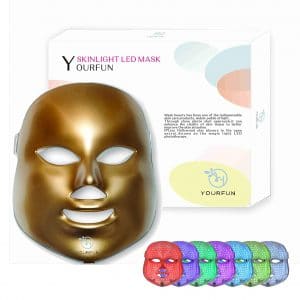 7 Color LED Mask Photon Light Skin Rejuvenation Therapy Facial Skin Care Mask without Neck Part(gold)
