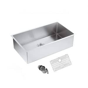 FORIOUS Workstation 32 Inches 16 Gauge Stainless Steel Undermount Sink