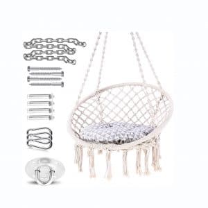 Ohuhu Hammock Chair 100% Cotton Rope Swing with Soft Cushion