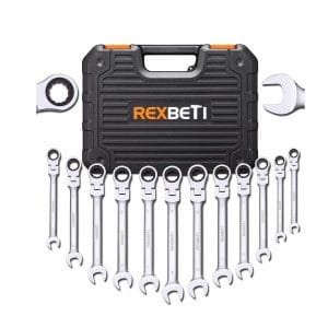 REXBETI 12-Piece Metric Flex-Head Wrench Set
