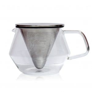 Kinto Carat Glass Teapot Infuser with Stainless Steel Lid, 29 fl oz, Brew Coffee or Tea, Brews Enough 4 Cups, Dishwasher safe