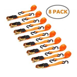 Ohuhu 8 Pack Orange Ratchet Tie-Down Straps