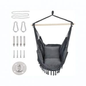 Patio Watcher Hammock Chair Hanging Rope 2 Cushions and Hardware