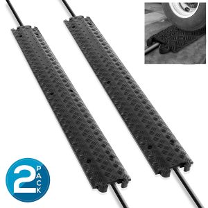 Pyle Ramp-1 Channel Floor Cord Concealer- (Pair), Black