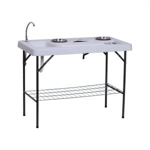 Outsunny 50 Inches L Folding Fish Cleaning Table with Sink