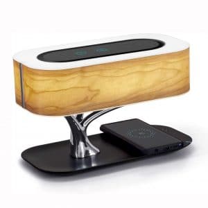 Masdio by Ampulla Bedside Lamp with Bluetooth Speaker and Wireless Charger, Table lamp Desk lamp with Sleep Mode Stepless Dimming