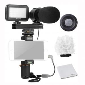 Movo Smartphone Video Rig Kit V7 with Grip Rig, Pro Stereo Microphone, LED Light and Wireless Remote