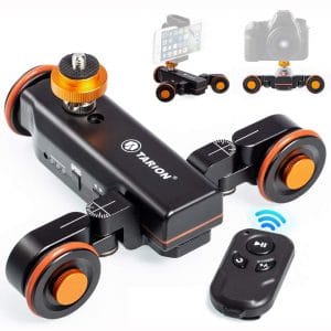 TARION Y5D Autodolly Electric Motorized Pulley Car Cine Dollies Rolling Skater with Wireless Remote for DLSR Video Camcorder Smart Phone