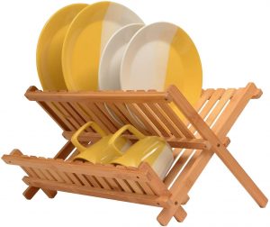 ZAFUU Bamboo Dish Drying Rack with 14 Slots
