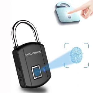 biometric Padlock, Outdoor Smart Biometric Thumbprint Keyless Lock, One Touch Unlock Portable USB Rechargeable Anti Theft School lock