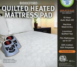 Biddeford Automatic Heated Quilted electric bed heater White Color (1, King)