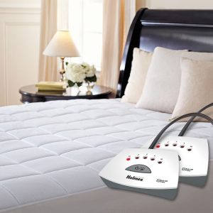 Holmes Premium Quilted Electric Bed Heater - Queen Size Auto Shut Off 5 Heat Settings