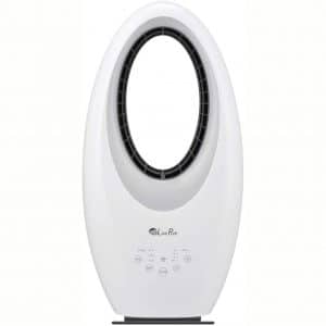 LivePure LP1500FAN Oscillating Bladeless Vortex Whole Room Fan with Remote, Sleep Timer, Accent Light, Pearl White