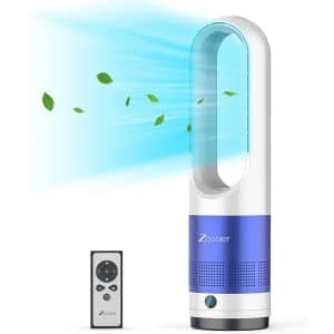 Bladeless Tower Fan, 80° Oscillating Cooling Fan with Remote, Easy Clean, 8 Speeds, 8-Hour Timer, LED Display, Space-Saving Portable Floor Leafless Fan